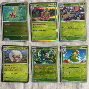 6 Grass Pokemon Cards - All are Holo/Reverse Holo